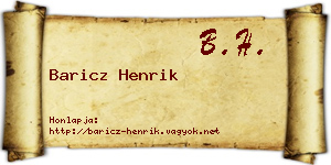 Baricz Henrik névjegykártya